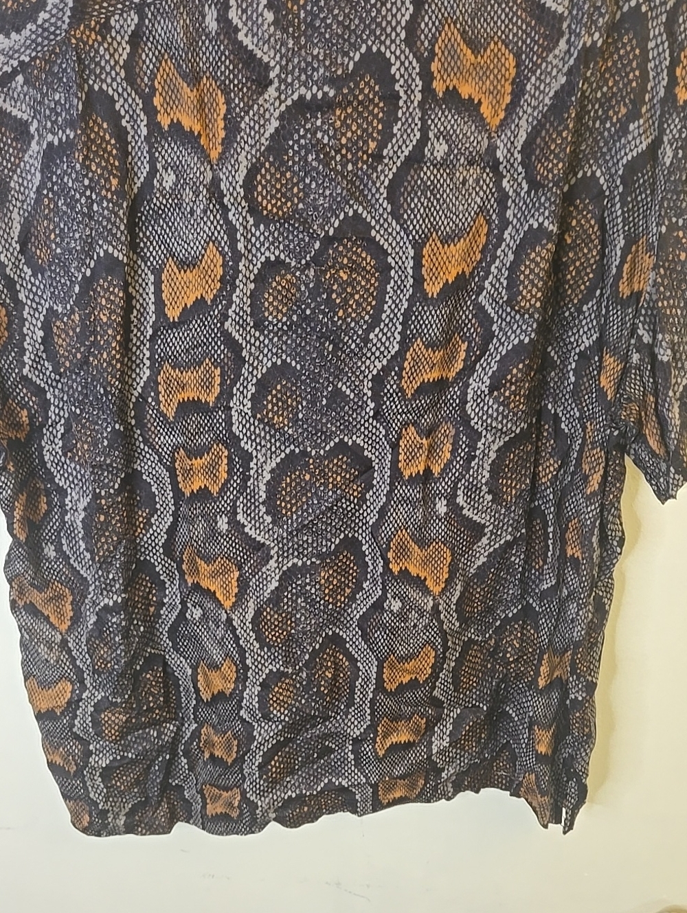 All Saints Men's Snake-Print Button-Up Shirt in Black & Brown - Picture 6 of 6